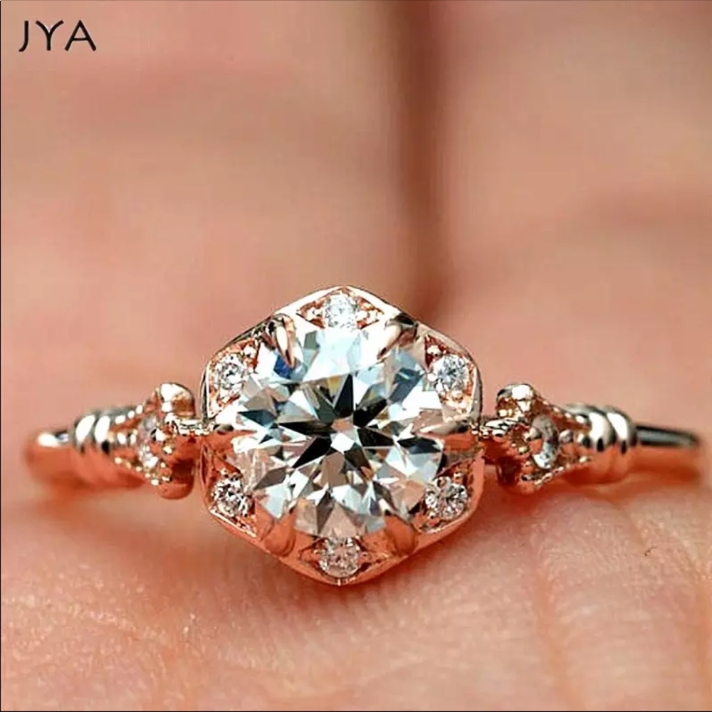 New White Cubic Zirconia  Rose Gold Color ring - Picture 2 of 5